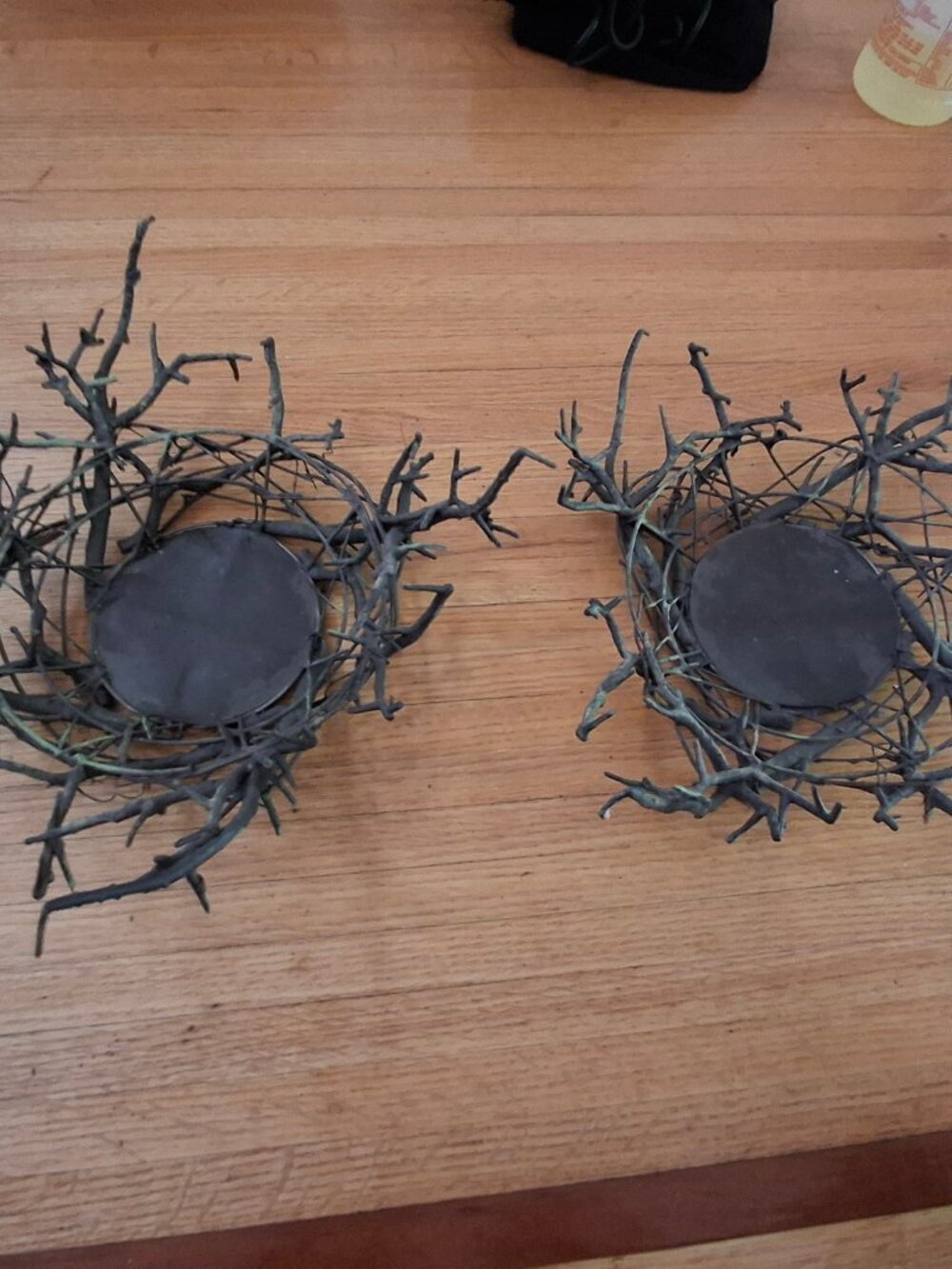 Set of 2 Faux Twig Branches Candle Holders Accents